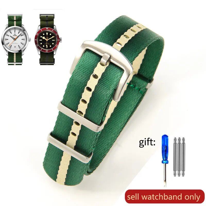 Breathable Soft Nylon Men's Watch Band for Omega 300 Ghost Party 007, Longines Conquest, Seiko, and Casio, 20mm and 22mm, Size 2, Parallel Import