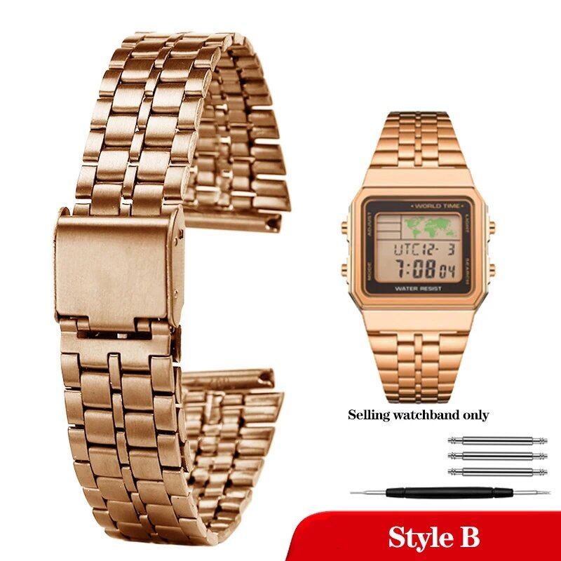 Casio 18mm Slim Steel Watch Band for A158, A159, A168, A158W, AQ-230, LA-680, B650, and AEQ-110. Metal Bracelet Strap. Band Color: 18mm; Band Width: Parallel Import.