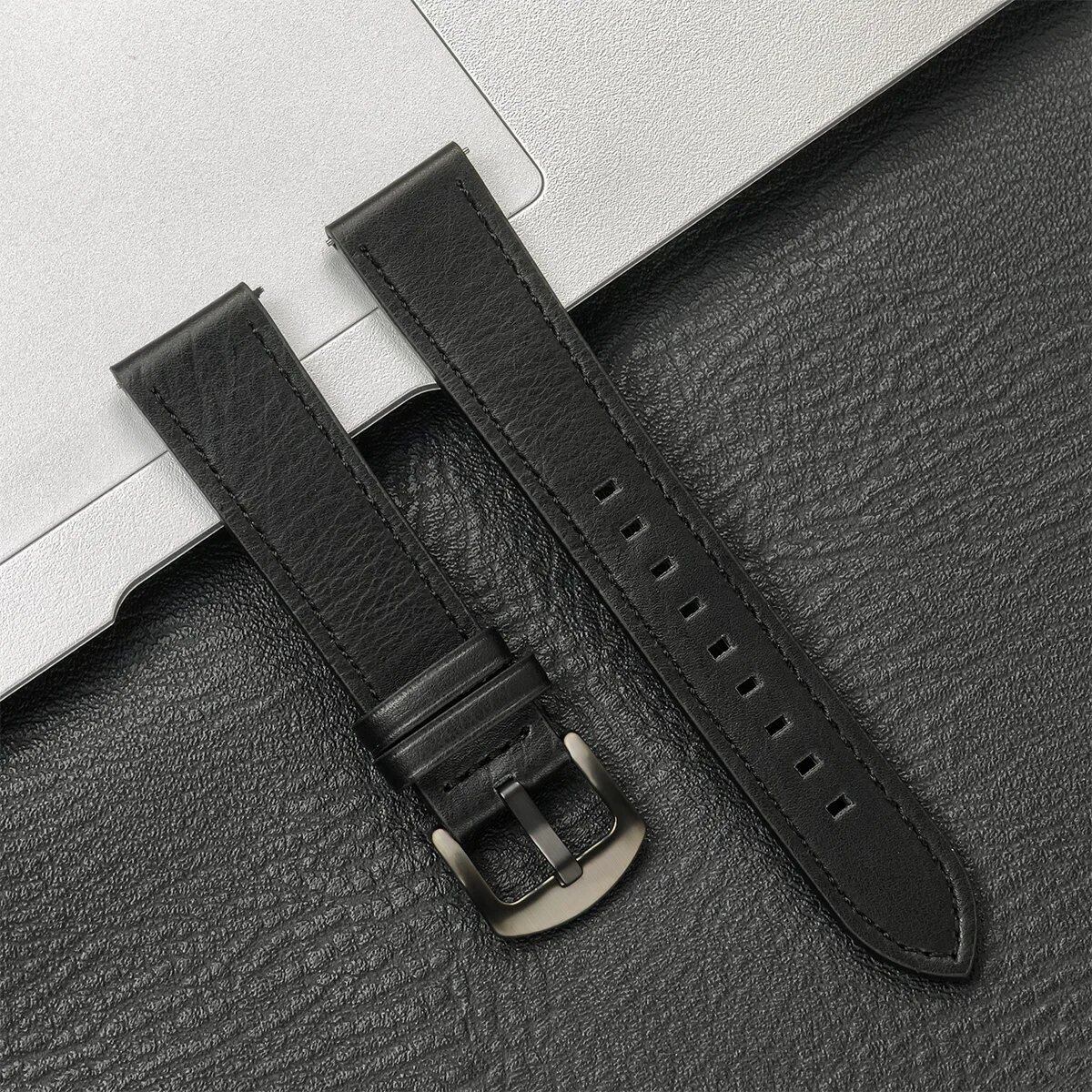 Compatible with Samsung Galaxy Watch 6/5/4 (40mm/44mm) and Xiaomi Redmi Watch 3 Lite/Active, 20mm/22mm Leather Strap, Vintage Style, Size 2, Parallel Import