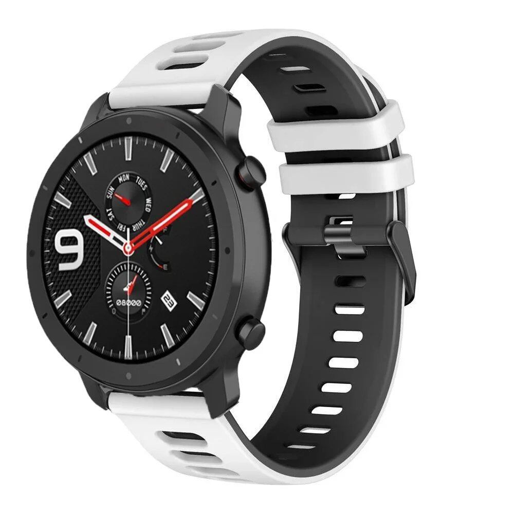 Compatible with Amazfit GTR 47mm/2/2e/Stratos 3/GTR 4/3 Pro/GTS 4 Mini/2/2E/3, 20mm/22mm Silicone Band Strap, Replacement Band, Band Color: mm, Universal, Imported
