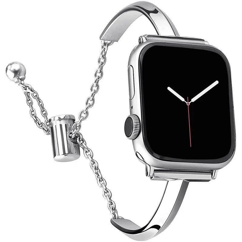Simple Style Metal Strap for Apple Watch - Women's Chain Bracelet Compatible with iWatch Series 9/8/7/SE/6/5 (Sizes: 45mm, 44mm, 42mm, 41mm, 40mm, 38mm) - Parallel Import