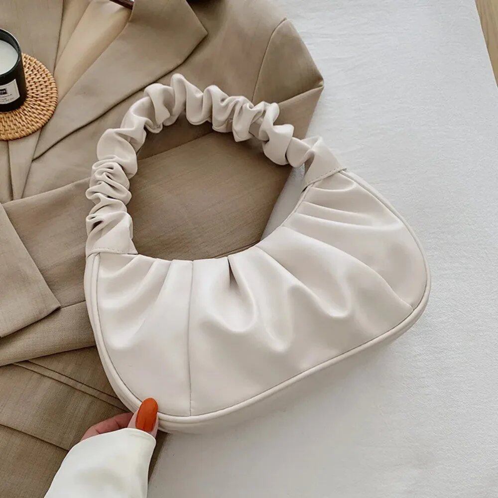 女性向けファッション プリーツハンドバッグ PUクラウドバッグ レジャー用脇掛けバッグ ショッピングショルダーバッグ 餃子型ハンドバッグ レディースハンドバッグ サイズ:28×17×7cm;カラー: 並行輸入品