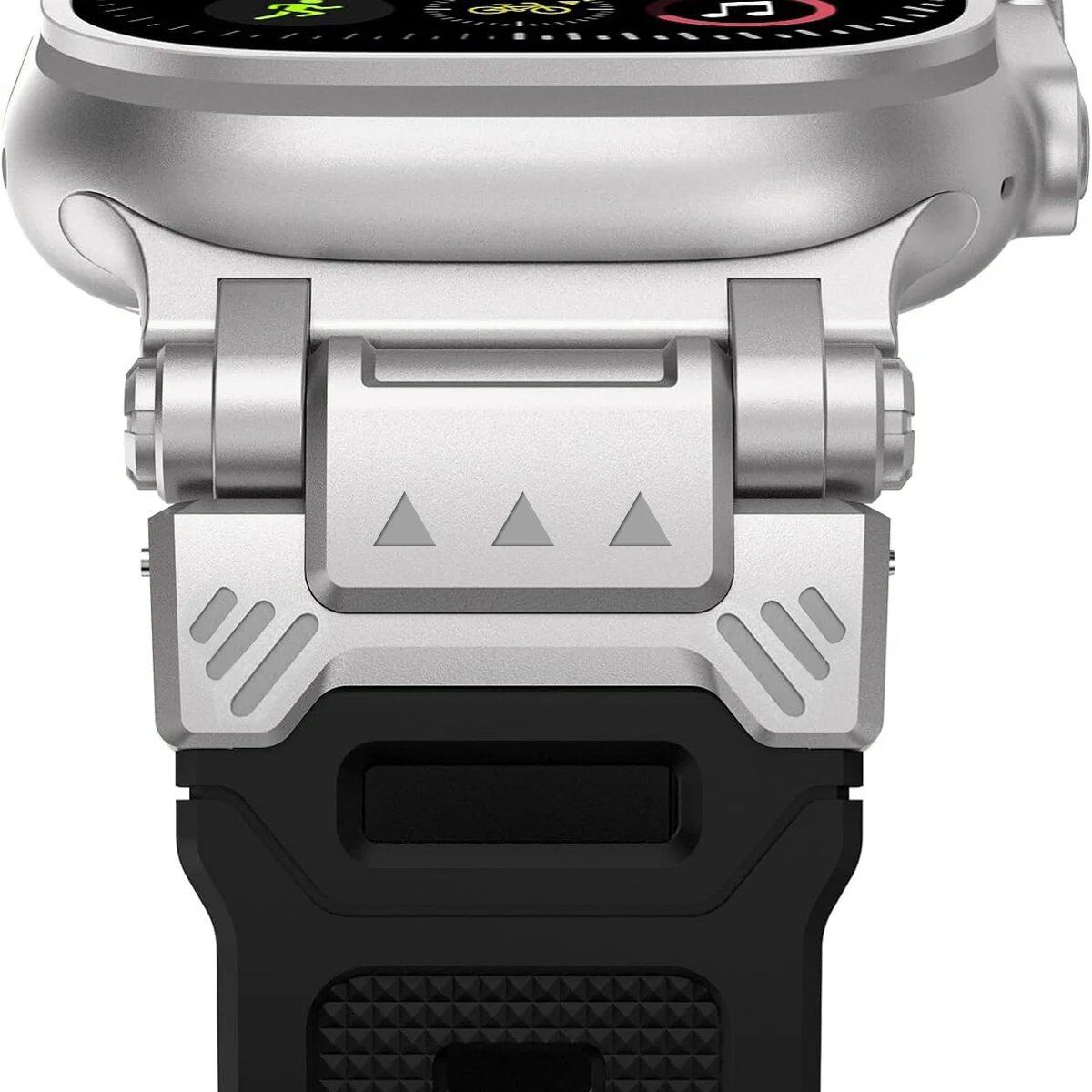 TPU Sport Strap for Apple Watch - Compatible with 10 (46mm), 9 (45mm), and Ultra 2 (49mm). Titanium-colored silicone band for iWatch 8/7/SE/6/5/4 (44mm/42mm). Band Color: mm; Ships from: Parallel Import.