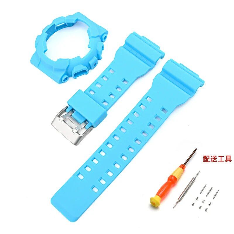 Silicone Watch Strap for CASIO GA-100/110, GD-100/110/120, GLS-100, GAX-100, and G-SHOCK GA100 (Includes Case, Strap, and Bezel Replacement Tool) Band Color: Parallel Import