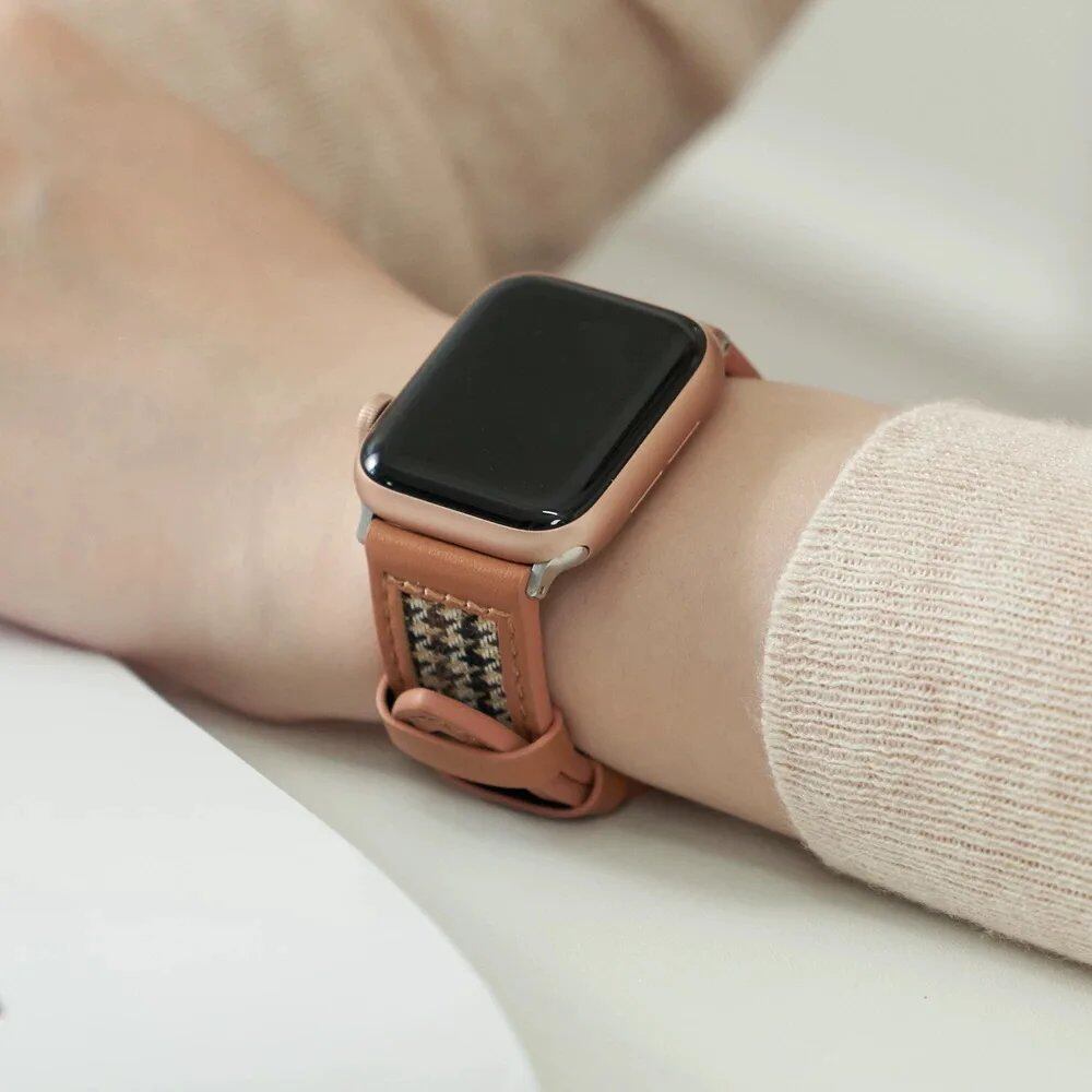 Apple Watch Colle Leather Loop Band - Compatible with Series Ultra, 10, 9, 8, 7, 6, 5, 4, 3, 2, 1, and SE (38mm, 40mm, 41mm, 42mm, 44mm, 45mm, 46mm, 49mm) - Band Color: mm, Parallel Import
