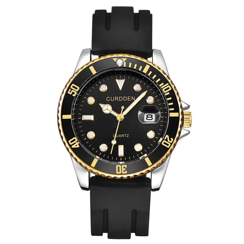 Men's Genuine Leather Carden Brand Watch, Student Fashion Casual Style, Silicone Band, Date Display, Quartz Movement, Green, Luxury Brand Watch; Customizable: Yes; Ships from: Parallel Import