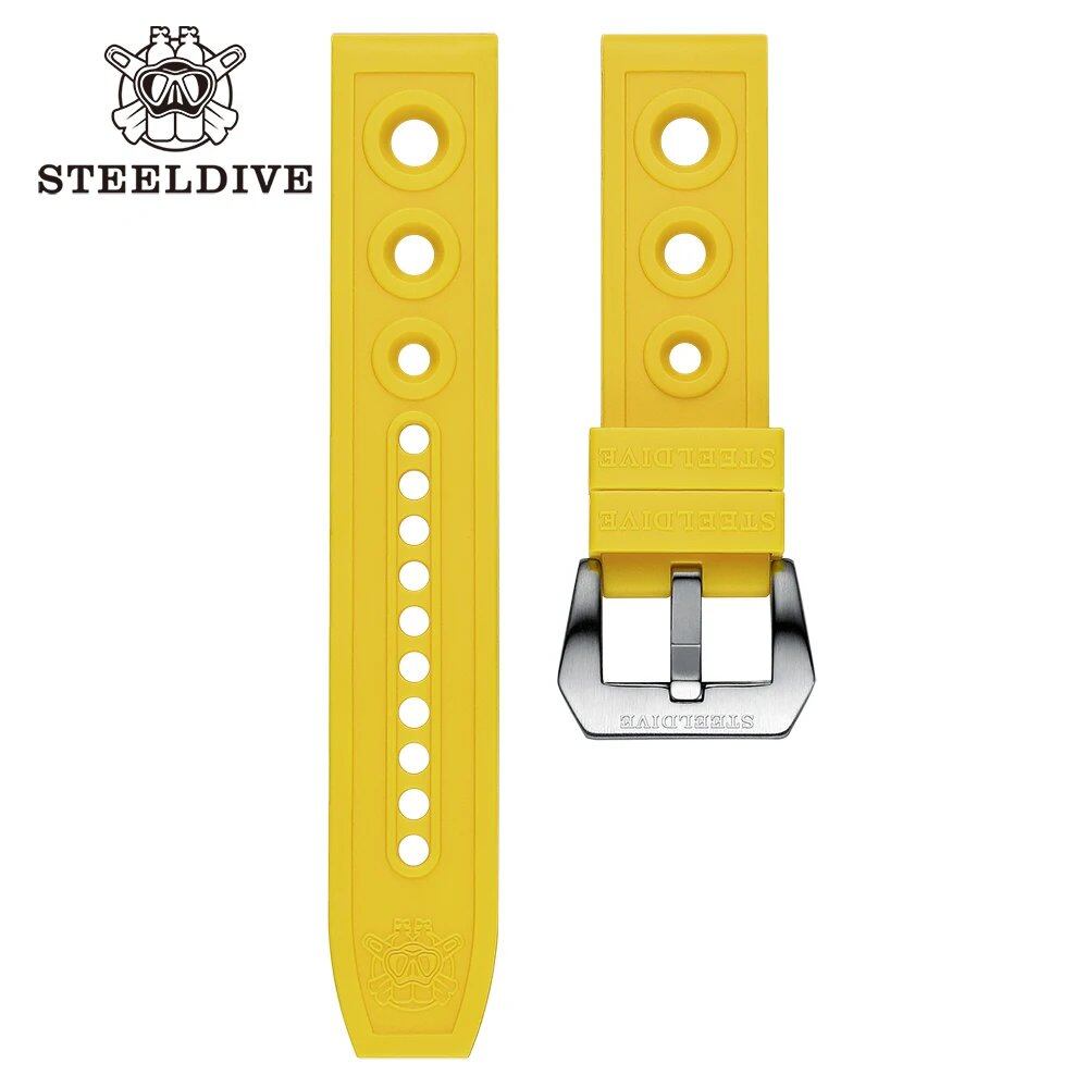 Steeldive Official 20mm/22mm Premium Soft Rubber Strap for Men's Dive Watches, Replacement Strap, Band Color: mm, Parallel Import