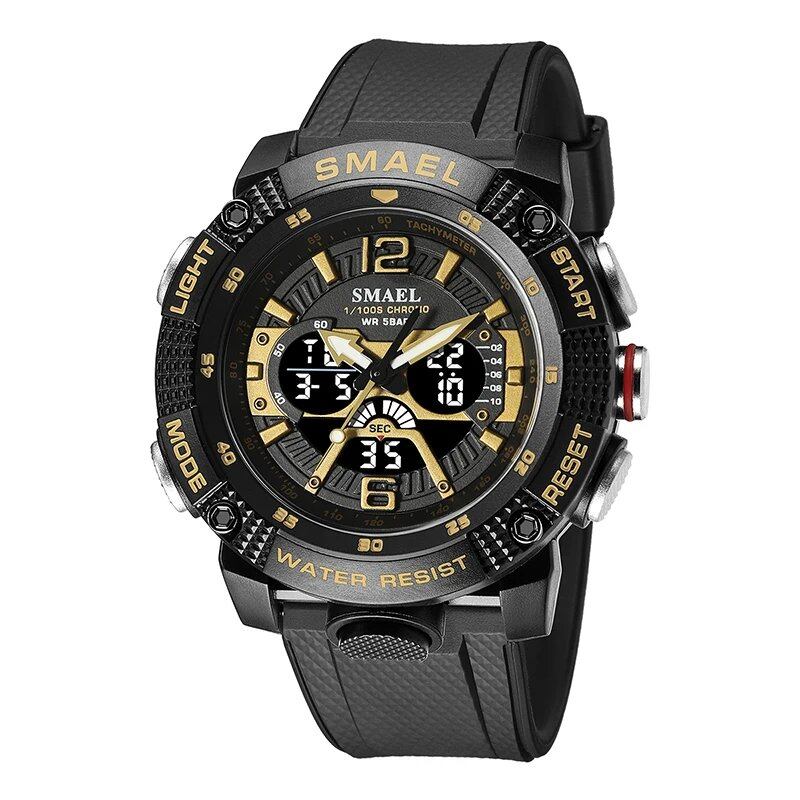 SMAEL Men's Waterproof Analog-Digital Quartz Watch with Stopwatch and Alarm Clock, Model 8058, New Arrival, Parallel Import
