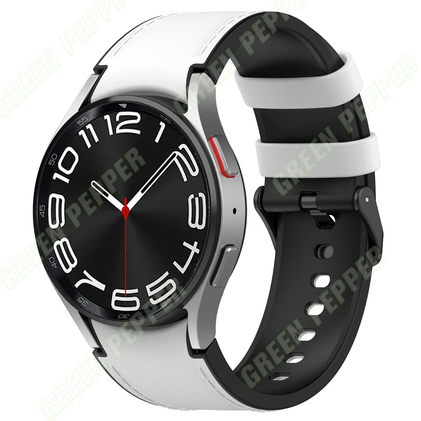 Leather and silicone bands compatible with Samsung Watch 6/5/4 (40mm, 44mm), 4/6 Classic (42mm, 43mm, 46mm, 47mm), and Galaxy Watch 5 Pro (45mm). Genuine leather-look strap. Band Color: ; Ships from: Parallel Import.