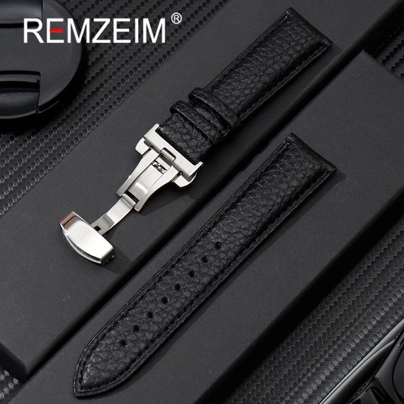 リチグレーンレザー 18/20/22/24mm 時計バンド 本革ソフトストラップ 蝶番バックル付き バンドカラー:mm 並行輸入品