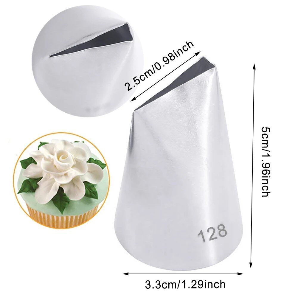 Rose Petal Piping Nozzles, Stainless Steel Decorating Nozzle Set, #124, #125, #126, #127, #128, for DIY Icing, Cupcake & Cake Decorating Tools, Color: 12, Parallel Import