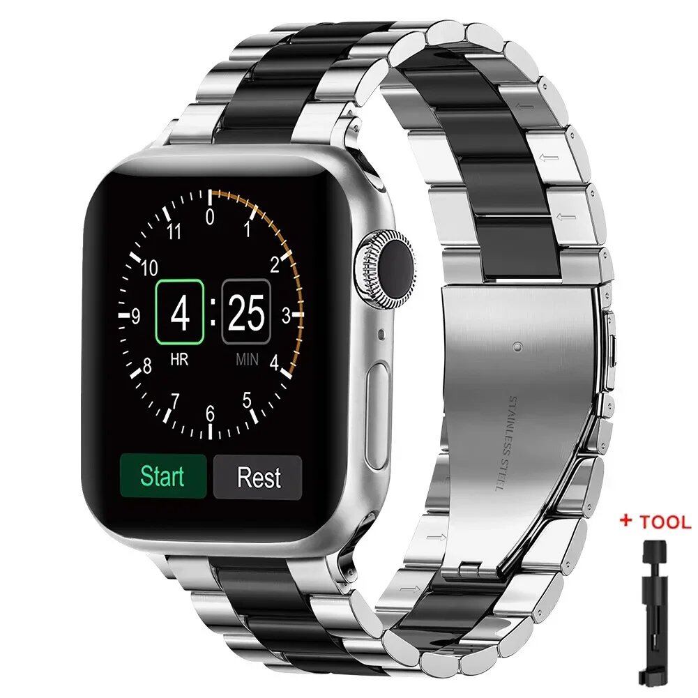 Stainless Steel Metal Band for Apple Watch Ultra 2 (49mm), S10 (46mm), 42mm, 45mm, 41mm, and 44mm - Compatible with iWatch Series 10, 9, 8, 7, SE, 6, 5, 4, and 3. Band Color: Imported