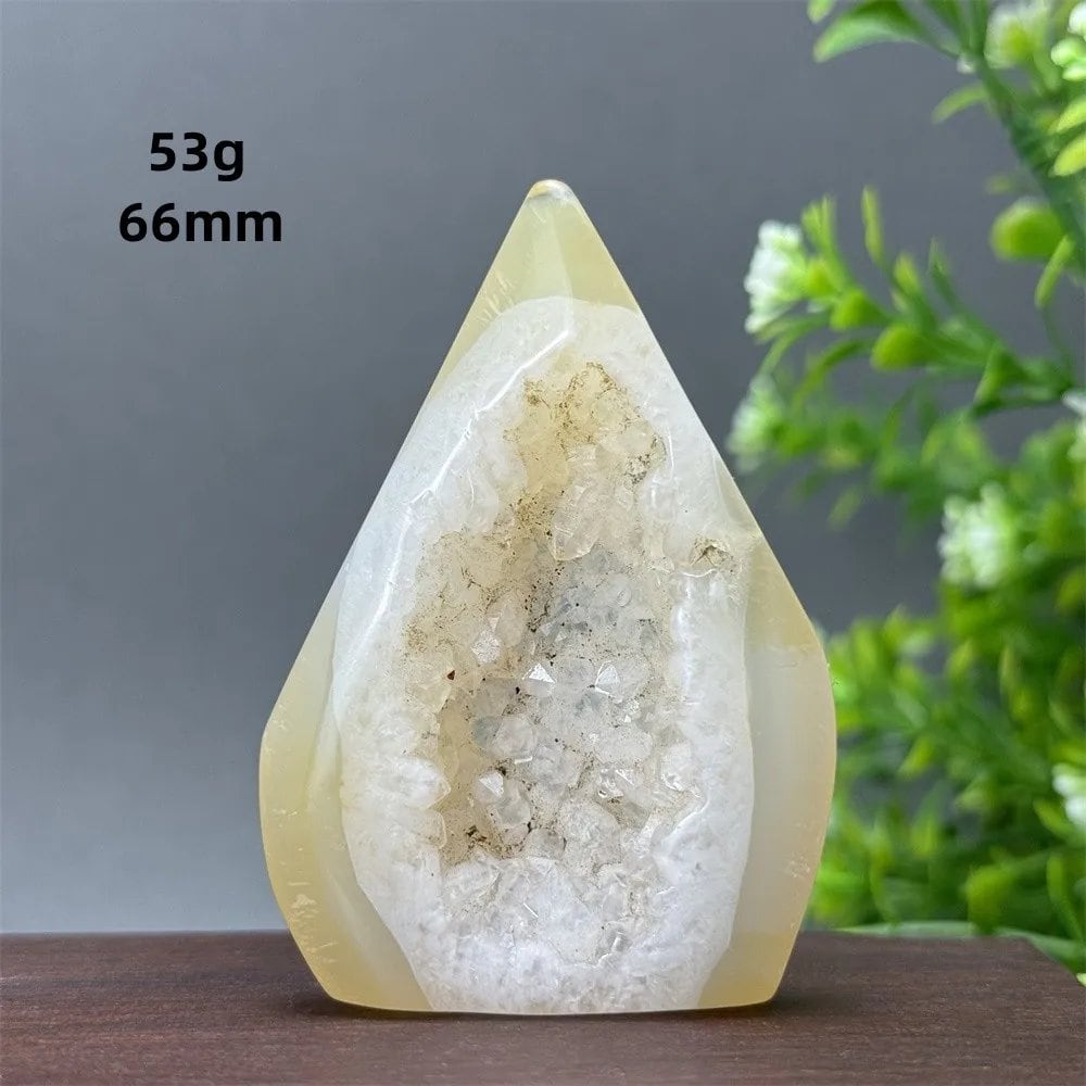 Natural Yellow Agate Geode, Freeform Torch, Mineral Energy, Home Furnishings, Meditation, Aura, Prayer, Altar, Gift, Parallel Import