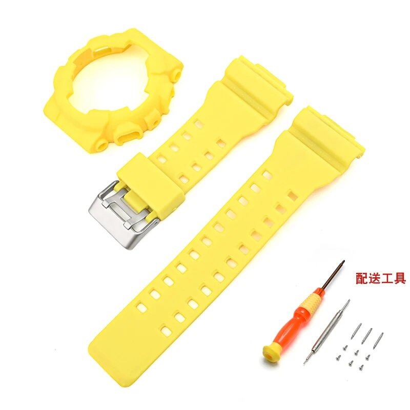 Silicone Watch Strap for CASIO GA-100/110, GD-100/110/120, GLS-100, GAX-100, and G-SHOCK GA100 (Includes Case, Strap, and Bezel Replacement Tool) Band Color: Parallel Import