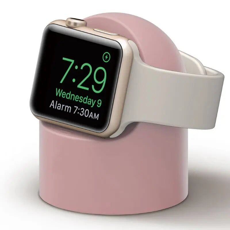 Charging stand for Apple Watch Series Ultra/8/SE2/7/6/SE/4/3 (49mm/45mm/44mm/42mm/41mm/40mm/38mm), durable silicone, Nightstand mode, band color: Parallel import