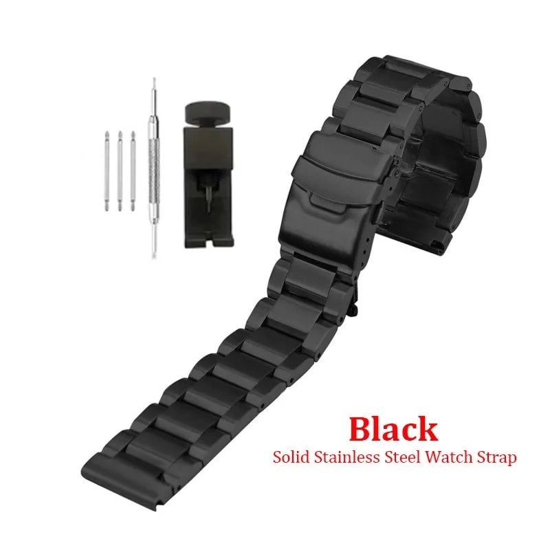 Solid Stainless Steel Watch Strap, 18, 19, 20, 21, 22, 23, 24, 25mm, Metal Band, Folding Buckle, Universal Bracelet for Men and Women, Band Color: mm, Parallel Import