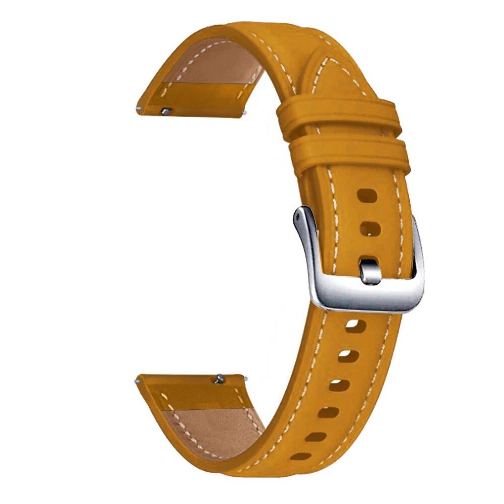 22mm, 20mm Leather Bracelet for Samsung Galaxy Watch 3, 41, 45mm, 46mm, 42mm, Amazfit GTR, GTS, 4, 3, 2, Wristband, Huawei GT Compatible Watch Band, Band Color: Parallel Import