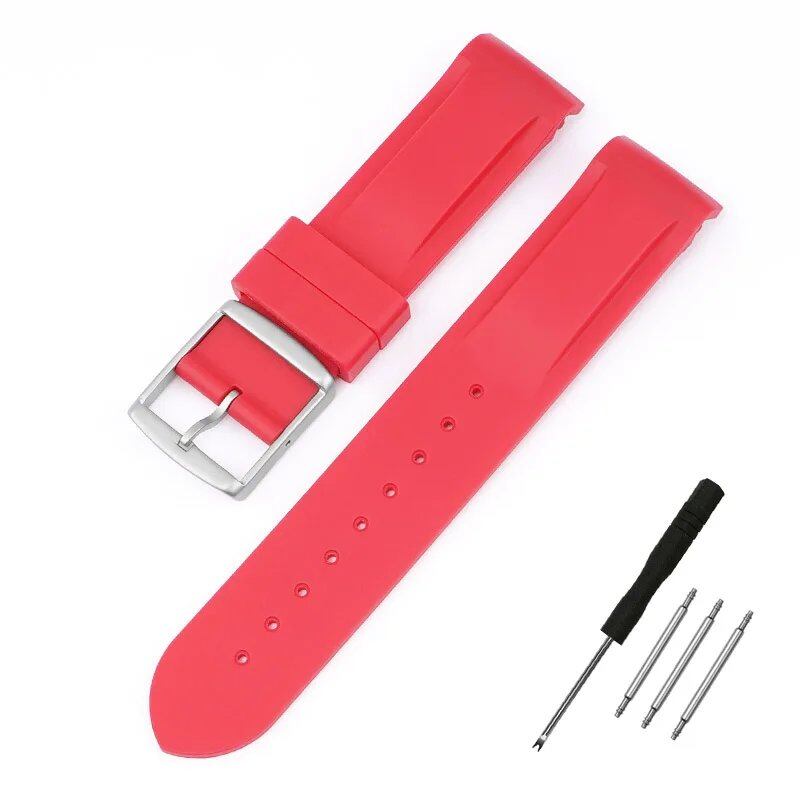 New 20mm Bent End Rubber Watch Strap for Omega Moonwatch, Joint Constellation, Men's Waterproof Sports Watch Band, Band Color: 20mm; Band Width: 20mm, Parallel Import