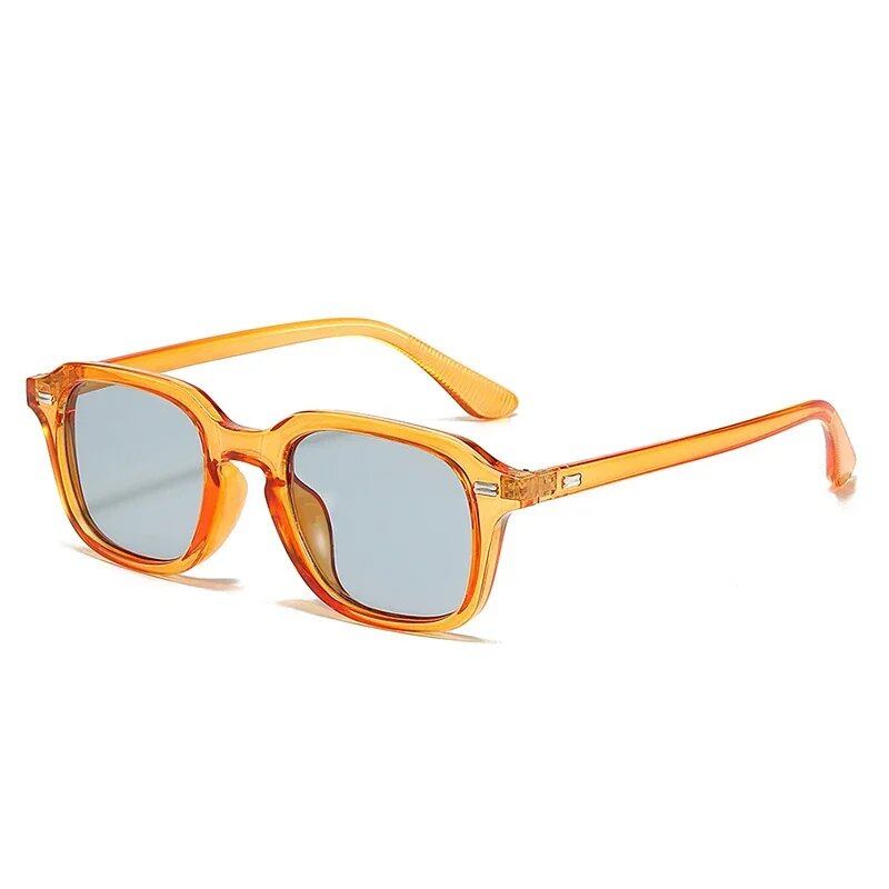 JNPCXI Square Candy Color Sunglasses for Women and Men, Retro Rivet Design, Orange Sunglasses with UV400 Protection, Frame Color: As Shown; Lens Color: Parallel Import
