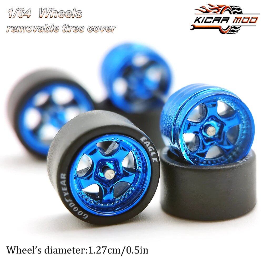 1/64 Scale Work S1 Rubber Tire Wheels, Large Size, Diecast Model Car Modification Parts for Hot Wheels, Matchbox, and Tomica, D:13mm, 1 Set, Parallel Import