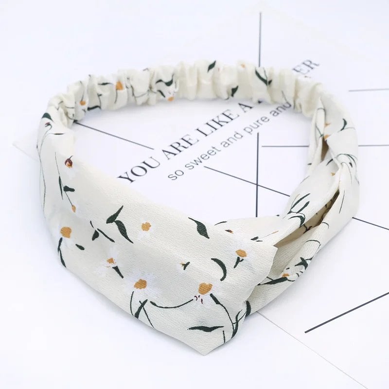 Women's Summer Bohemian Print Headband, Retro Cross Turban, Bandage Bandana, Hair Accessory, Head Wrap, Parallel Import