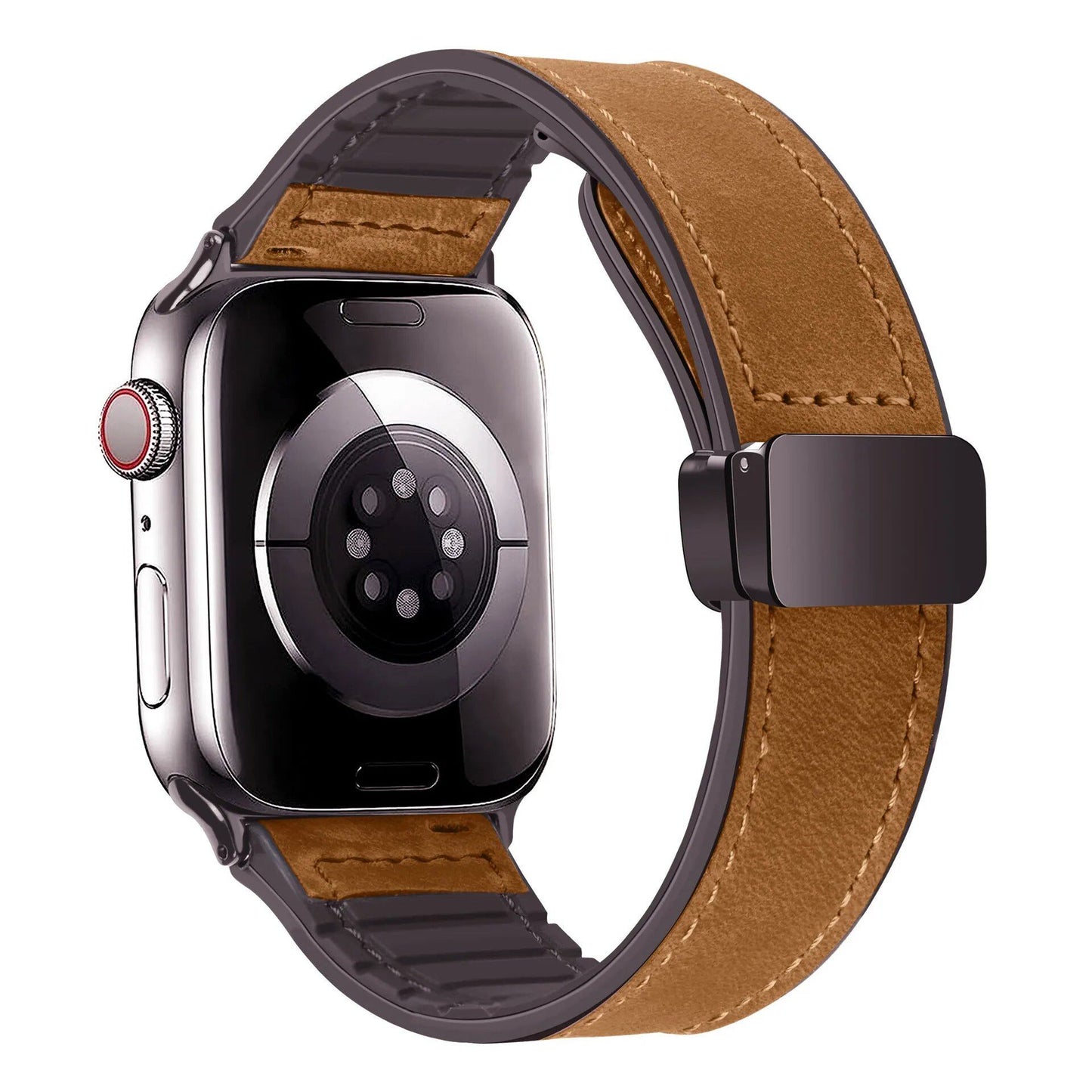 Apple Watch Ultra 49mm/iWatch Series 10・9・8・7・6対応 磁気レザーシリコンバンド(46mm/42mm/44mm/45mm/41mm/40mm/38mm対応) バンドカラー: 並行輸入品