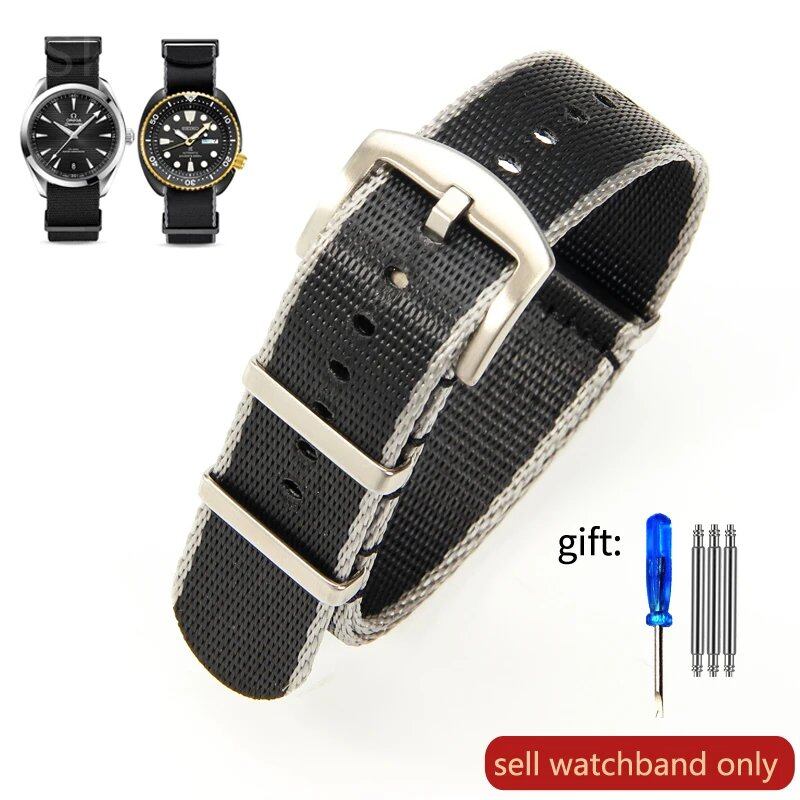 Breathable Soft Nylon Men's Watch Band for Omega 300 Ghost Party 007, Longines Conquest, Seiko, and Casio, 20mm and 22mm, Size 2, Parallel Import