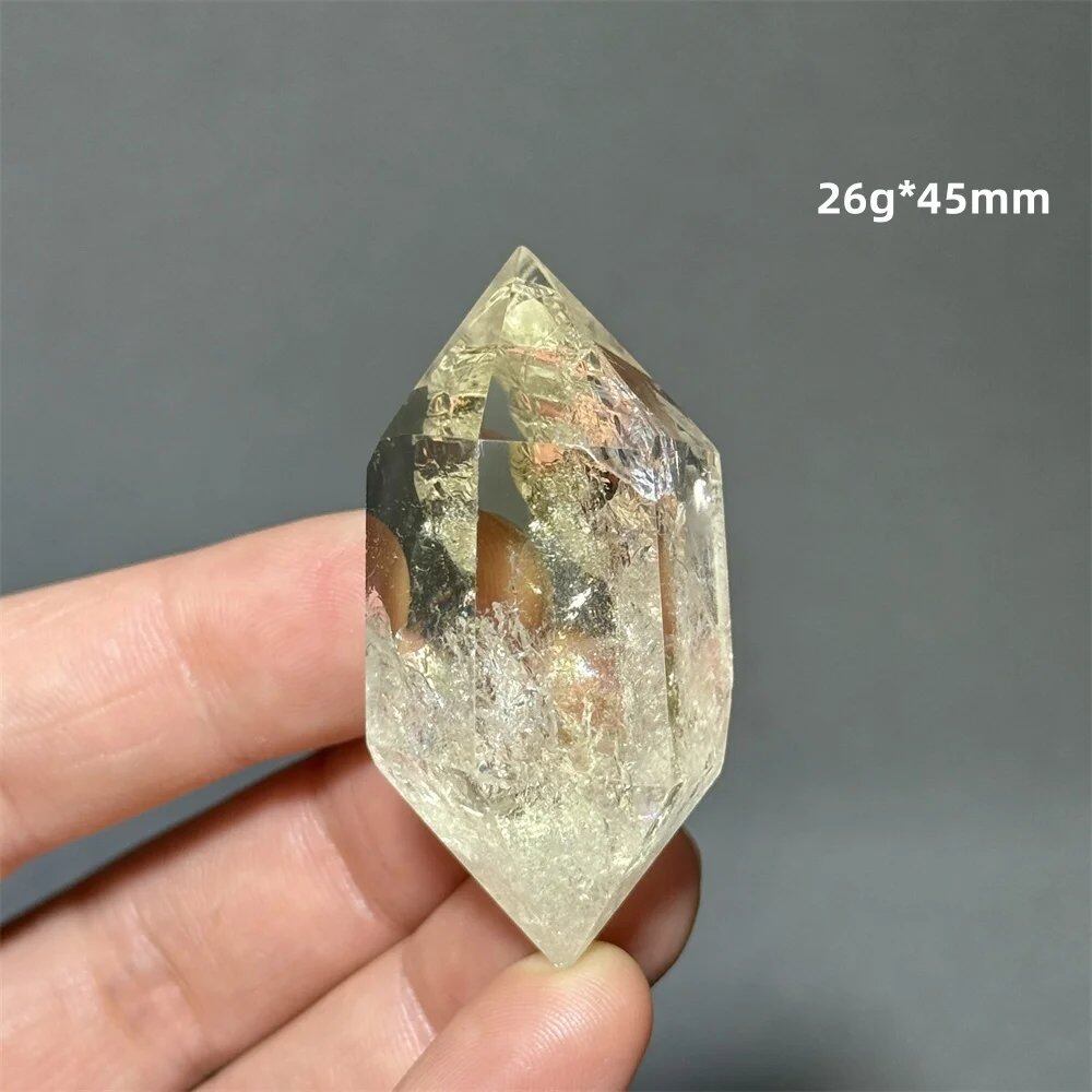 Natural Clear Citrine Double Tip Energy Bar, Reiki Healing Crystal Point, Garden Home Decor, Meditation, Spiritual Color, Parallel Import