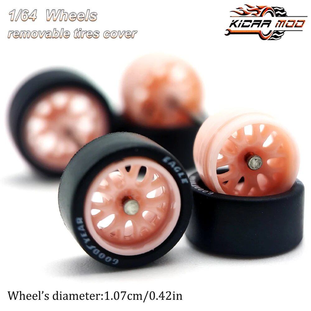 1/64 Scale Diecast Model Car BBS LM-R Re-Fighting Parts Wheel Set with Rubber Tires (D:11mm) - Compatible with Hot Wheels, Matchbox, and Tomica - Parallel Import