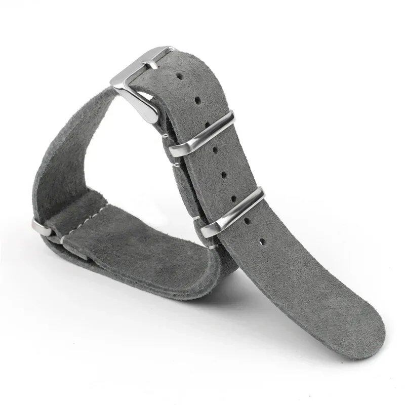 Vintage-inspired soft suede and genuine leather watch band for Seiko, Omega, and Samsung Galaxy Watch 4/5/6/7, 20mm and 22mm sizes. Men's bracelet. Band color: mm. Parallel import.