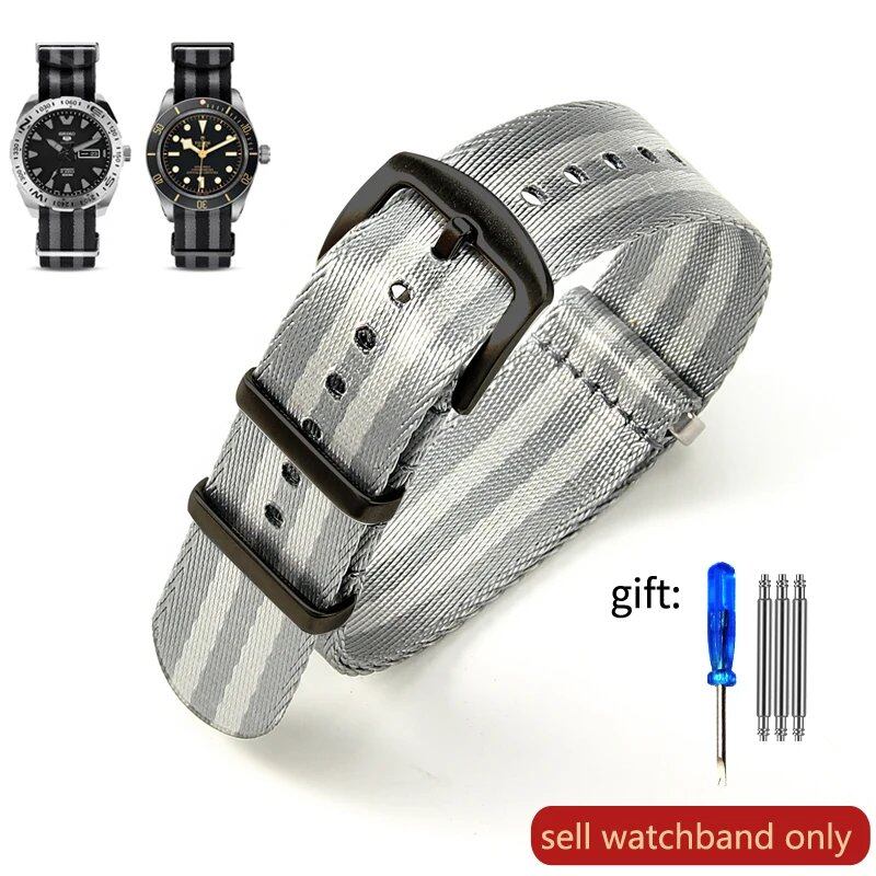 Breathable Soft Nylon Men's Watch Band for Omega 300 Ghost Party 007, Longines Conquest, Seiko, and Casio, 20mm and 22mm, Size 2, Parallel Import