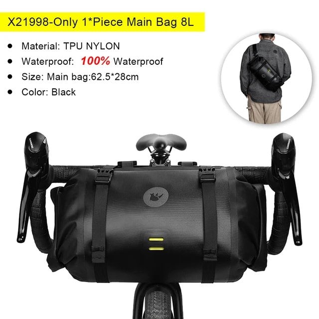 Rhinowalk Bicycle Handlebar Bag, Waterproof Front Tube Cycling Bag, MTB Multifunctional Portable 12L MTB Road Handlebar Bag, Color: Parallel Import