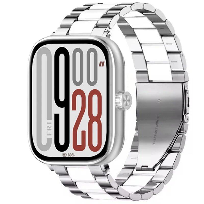 Metal Strap for Redmi Watch 5/4 - Compatible with Xiaomi Band 9 Pro / Mi Band 8 Pro, Comfortable and Breathable Replacement Wristband, Bracelet, Band Color: Black, Band Width: Parallel Import
