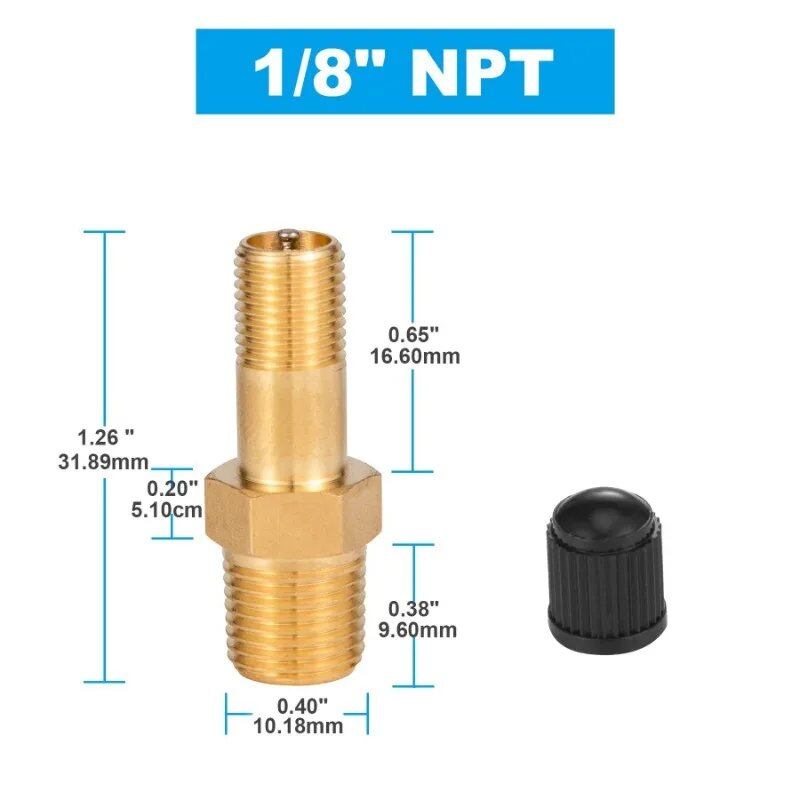 1/4 NPT 1/8 NPT M10 Air Compressor Tank Filling Valve, Corrosion-Resistant Brass Schrader Valve, Automotive Tire Valve Core, Copper Tire Valve, Color: ; Ships from: Parallel Import