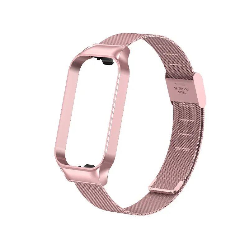 Stainless Steel Metal Strap for Xiaomi Mi Band 8 Active - Metal Wristband Compatible with Smart Band 8 Active, Band Color: Parallel Import