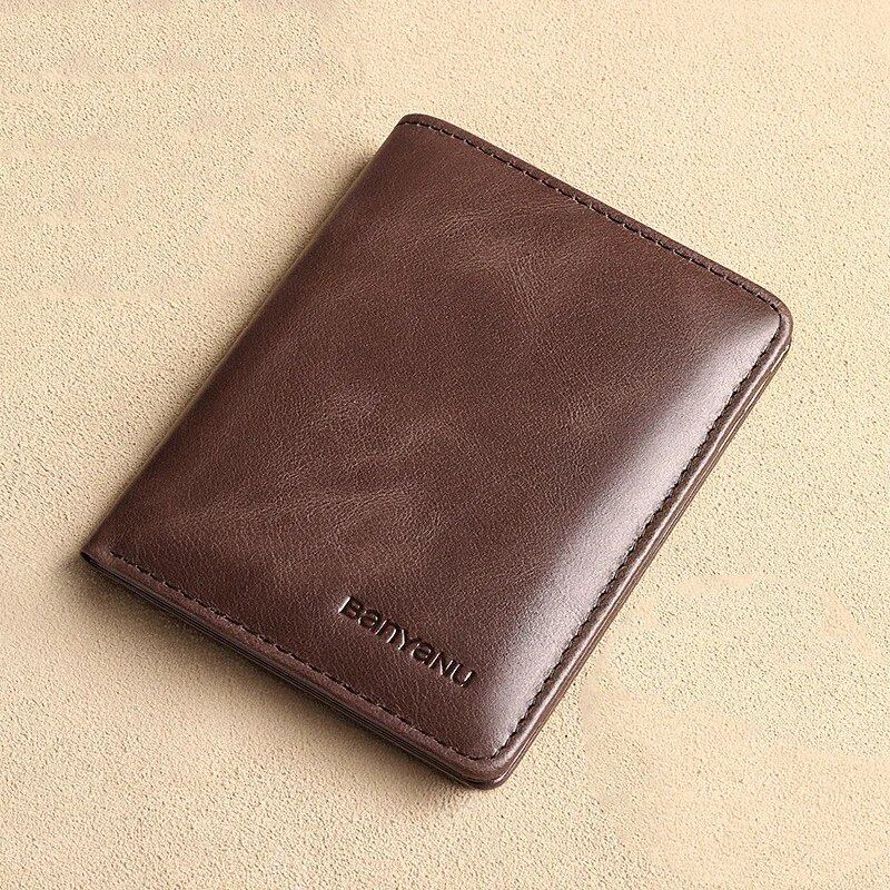 本革 メンズRFIDブロック スリム縦型財布 薄型ミニマリスト 小銭入れ ブルー 並行輸入品
