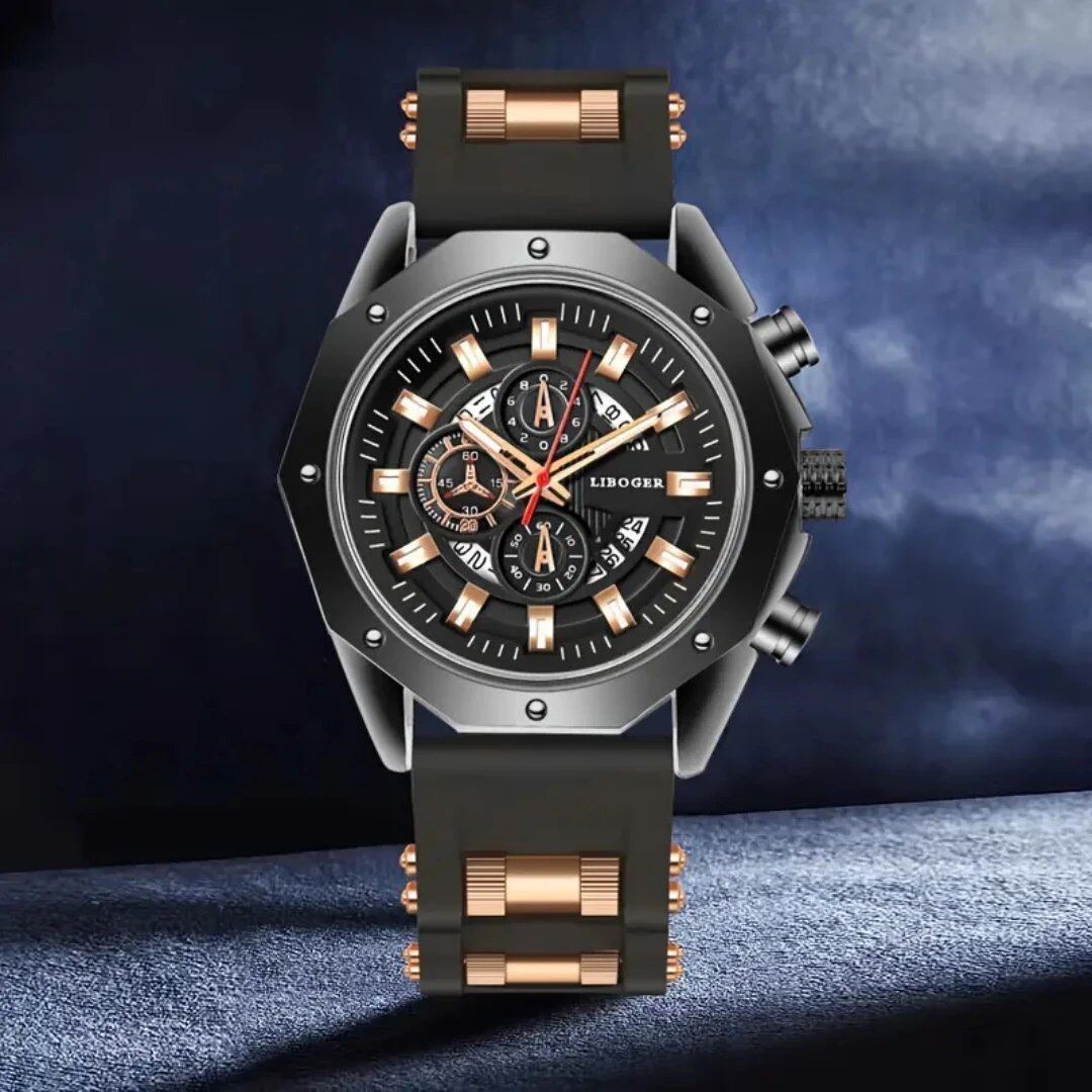 Men's Fashionable Silicone Band Quartz Sports Watch with Date Calendar (Parallel Import)