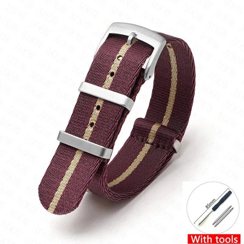 Nylon Strap for Omega Moonwatch, Speedmaster, and Seamaster 300 - Seiko 18mm, 20mm, 22mm, and 24mm Men's Sports Canvas Watch Bracelet, Band Color: mm, Parallel Import