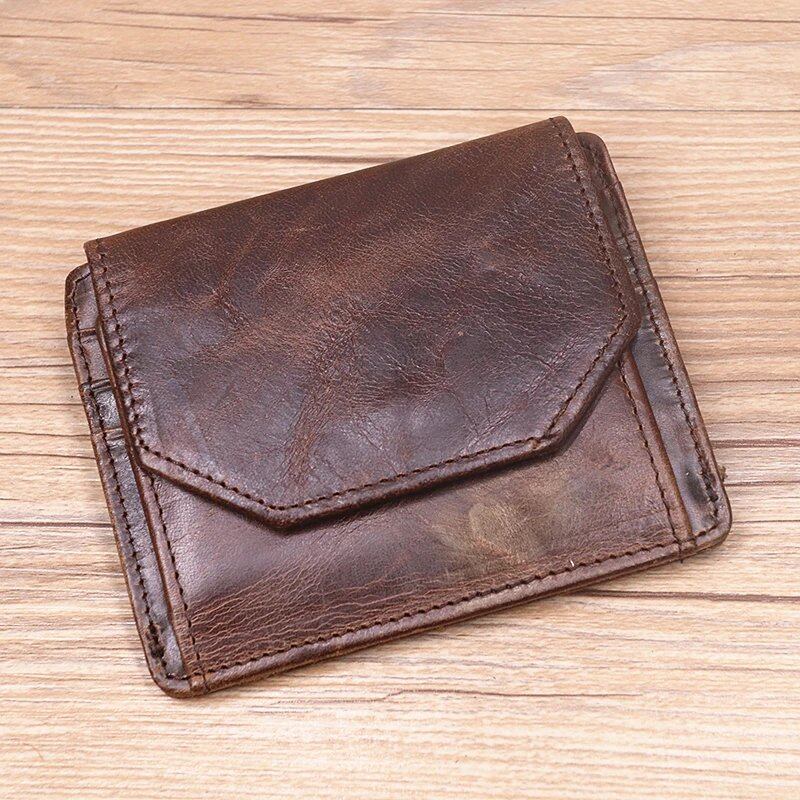 本革 メンズ財布 本革 牛革 ヴィンテージ ショートサイズ カードホルダー付き IDウィンドウ コインポケット 色: 並行輸入品