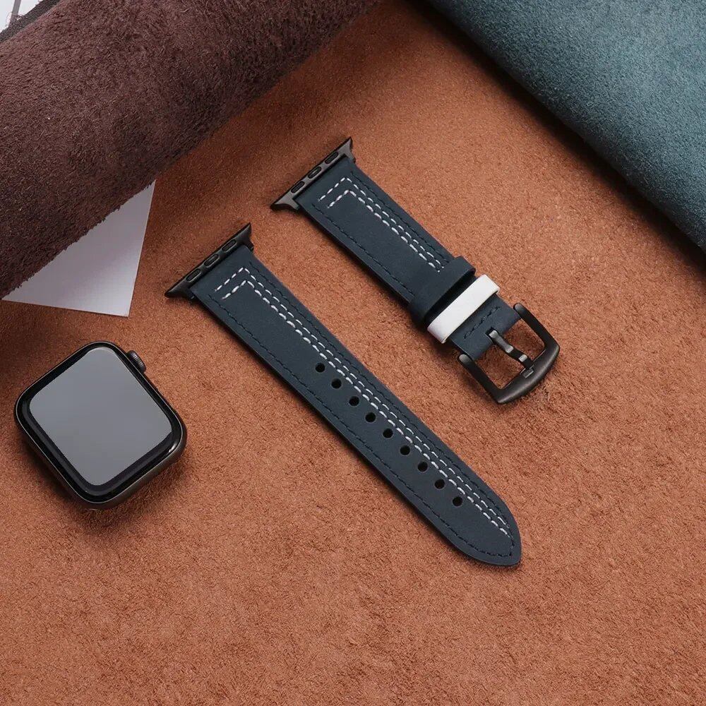 Apple Watch Leather Strap, Band, 46mm, 44mm, 45mm, 49mm, 41mm, 42mm, Accessories, Compatible with iWatch Series 5, 6, SE, 7, 8, Ultra, 9, 10, Band Color: mm, Parallel Import