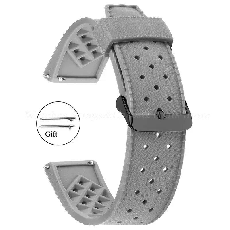 Premium-grade Tropic Silicone Watch Strap, 20mm, 22mm, Seiko, Oris, Omega, Quick Release, Diving, Waterproof, Rubber Bracelet, Band Color: mm, Parallel Import