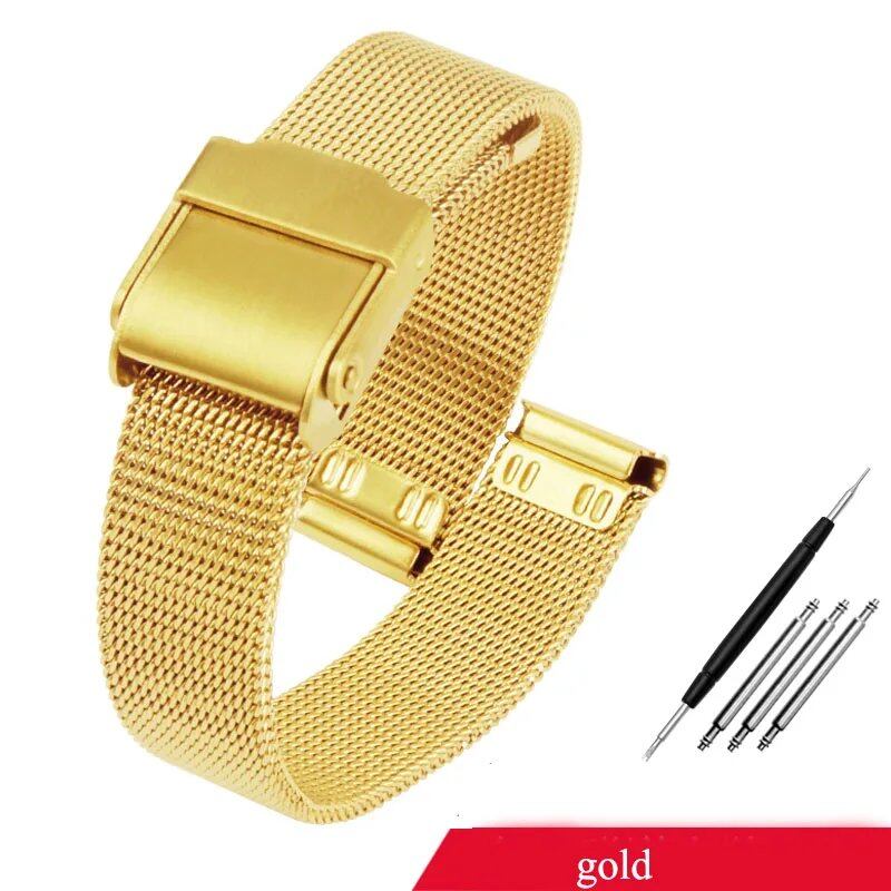 Milan Mesh Watch Strap for Casio, Silver and Gold, Retro Style, Women's, Stainless Steel, 13mm and 14mm, Compatible with LA670, LA680, and LA690, Band Color: mm, Parallel Import