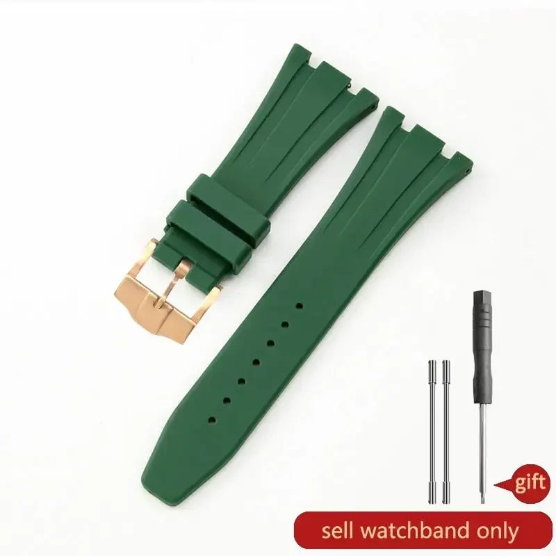 Seiko Waterproof Rubber Silicone Watch Strap for AP Royal Oak 15400/26331/15500, Orange, Green, and Blue, 27mm Watch Band, Size: 26mm; Band Color: Parallel Import