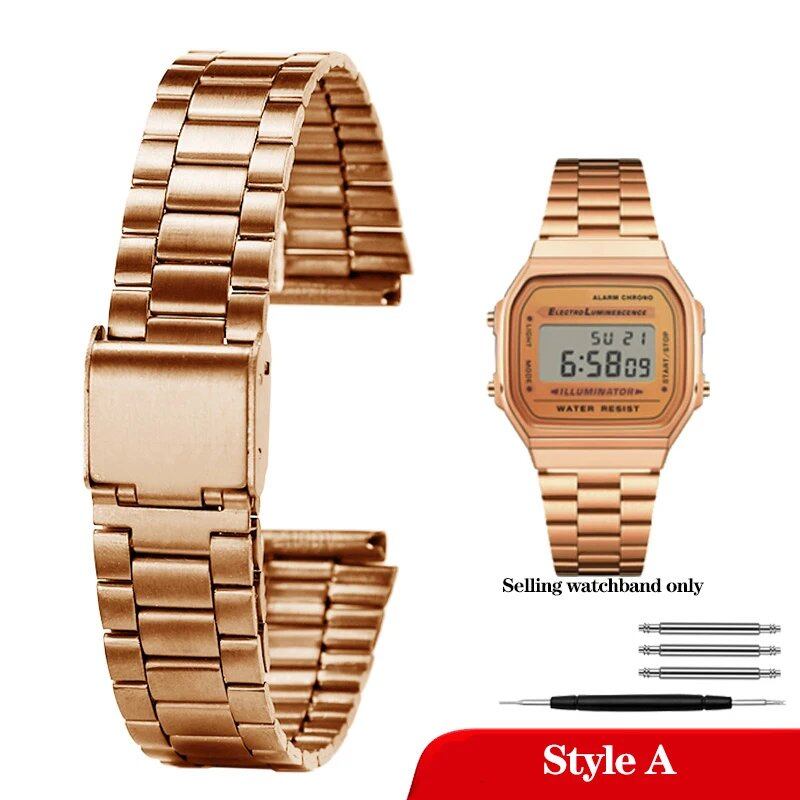 Casio 18mm Slim Steel Watch Band for A158, A159, A168, A158W, AQ-230, LA-680, B650, and AEQ-110. Metal Bracelet Strap. Band Color: 18mm; Band Width: Parallel Import.