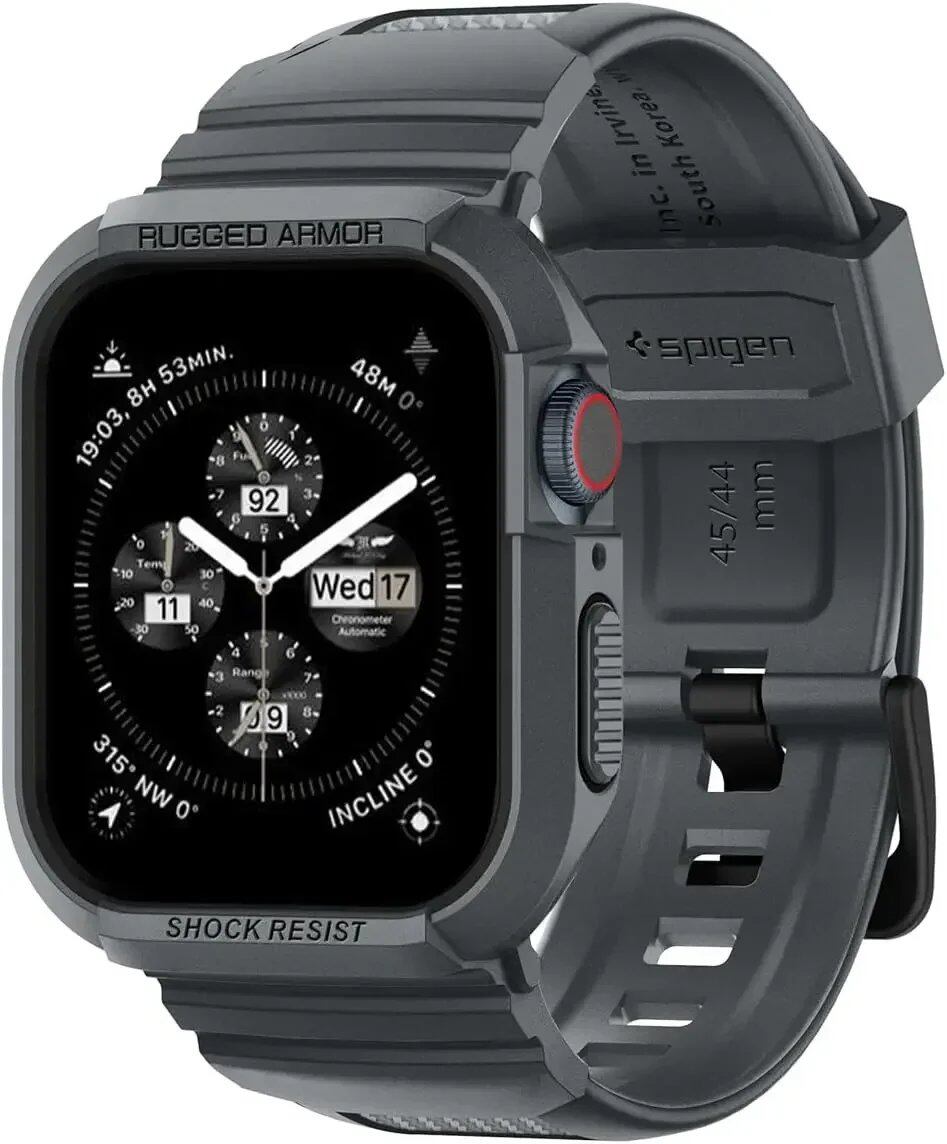 Rough Armor Pro Reinforced Rubber Case & Band for Apple Watch Ultra 2/Series 9/8/SE2/7/6/SE/5/4 (Compatible with 45mm/44mm/41mm/40mm) Band Color: Parallel Import