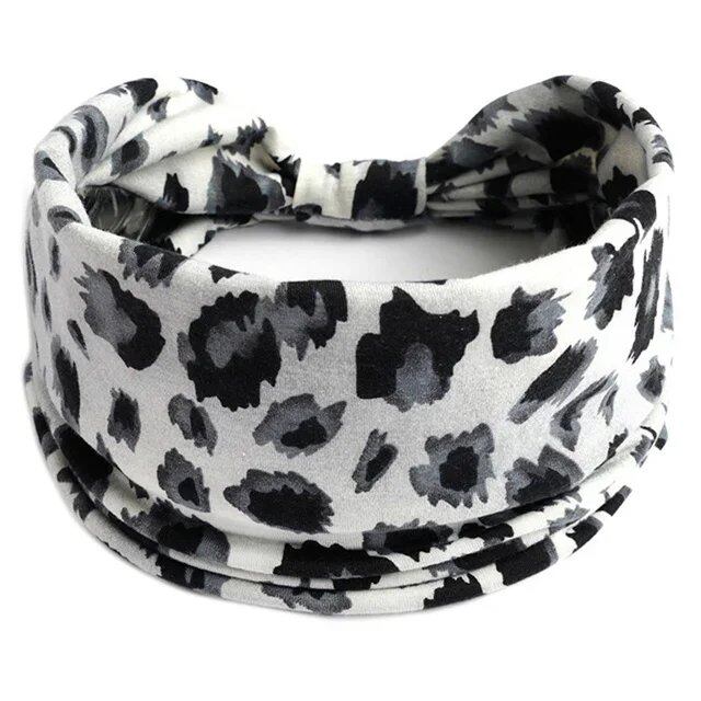 New Boho Floral Print Wide Headband with Vintage Knot Elastic Turban Headwrap for Women and Girls, Cotton Soft Bandana Hair Accessory, Parallel Import