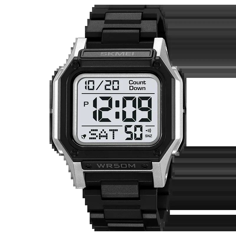SKMEI Men's Waterproof Sports Watch with Countdown Stopwatch, Digital Watch, Dual Time Display, Fashionable Men's Clock; Imported