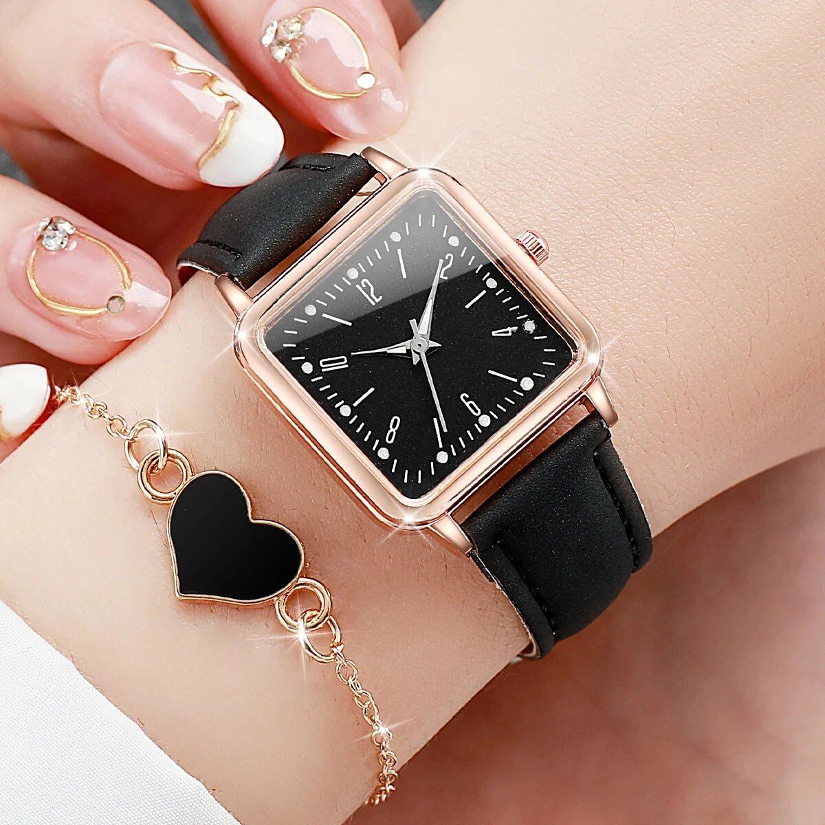 Set of 4 Simple Modern Watches with Leather Straps, Business Casual, Unisex, Quartz Movement, Parallel Import