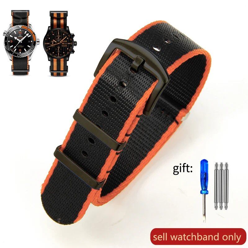 Breathable Soft Nylon Men's Watch Band for Omega 300 Ghost Party 007, Longines Conquest, Seiko, and Casio, 20mm and 22mm, Size 2, Parallel Import
