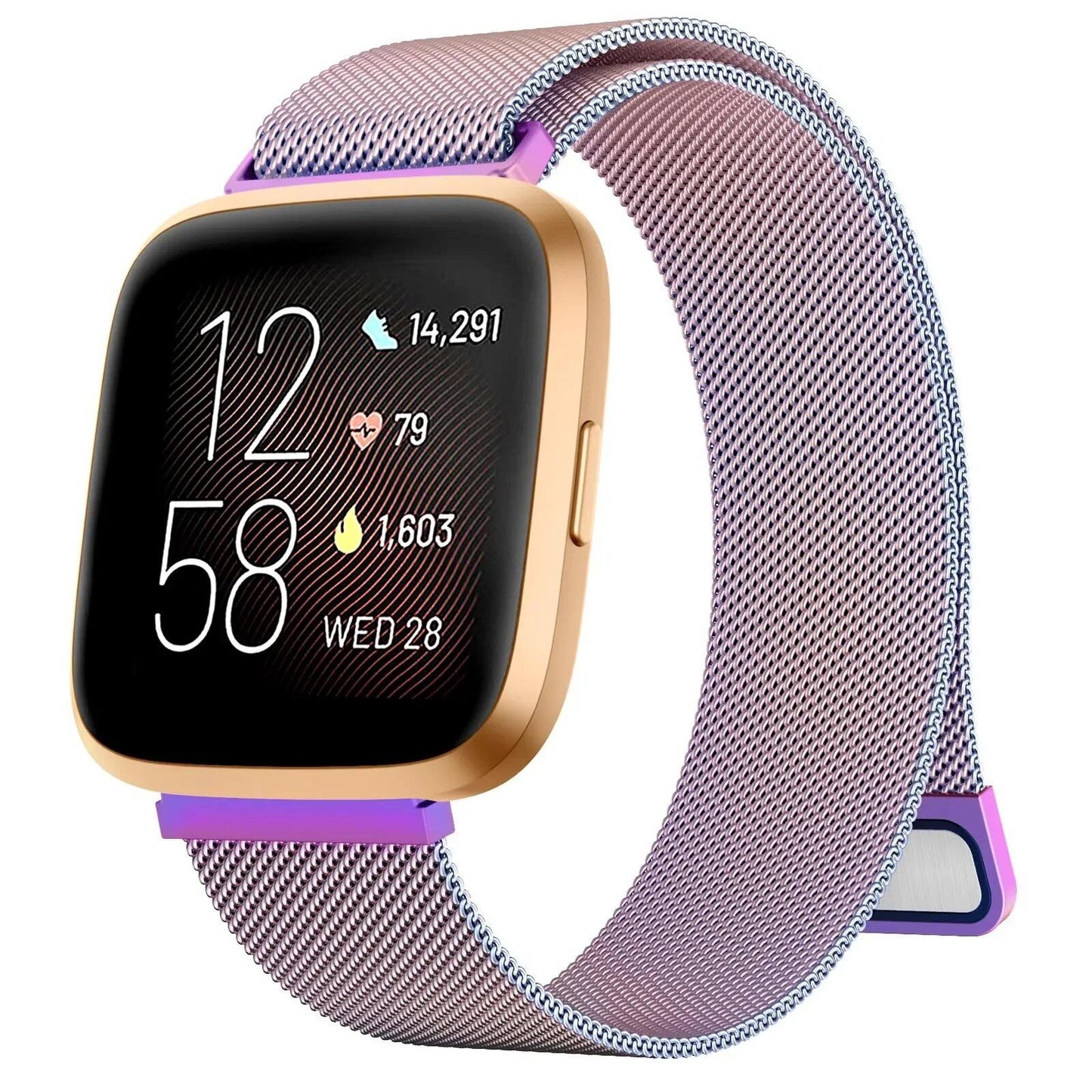 Metal Magnetic Strap Band Wristband for Fitbit Versa 1/2/3/4 and Sense 2, Band Color: Parallel Import